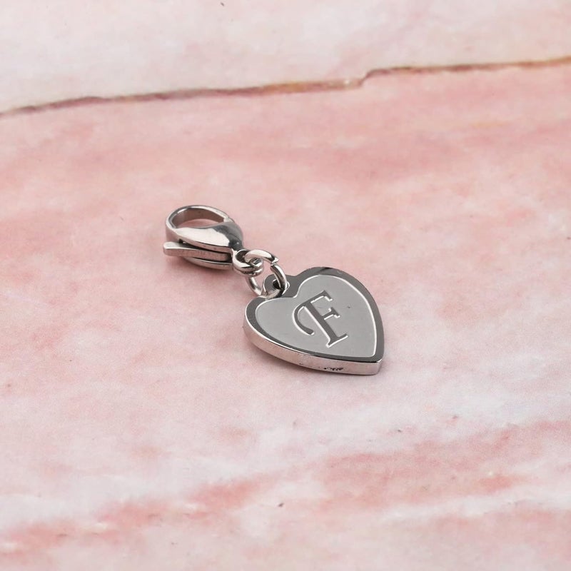 FAADBUK Initial Letter A-Z Alphabet Heart Charms for Jewelry Bracelet Keychain Necklace Initial Stainless steel Clasp Clip on Charm - Image 5